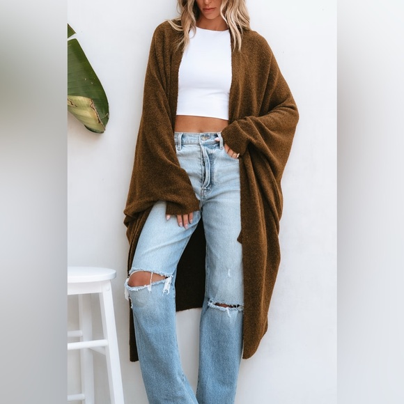 Cupshe Tan Open Front Dolman Sleeve Duster Cardigan - Medium - Picture 4 of 13